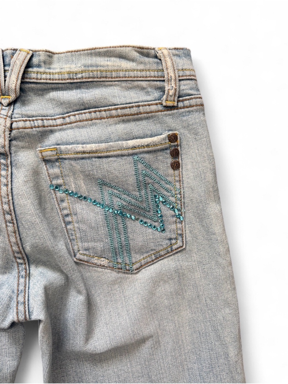 Cropped Miss Me Jeans | Embellished Rhinestones Y2K